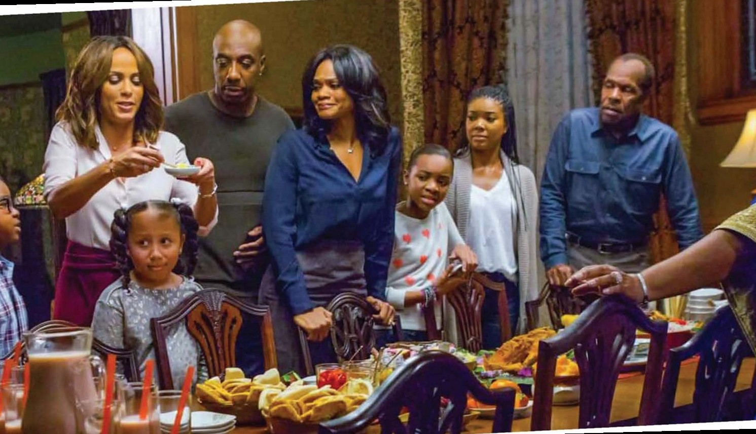 Family gathered around dinner table